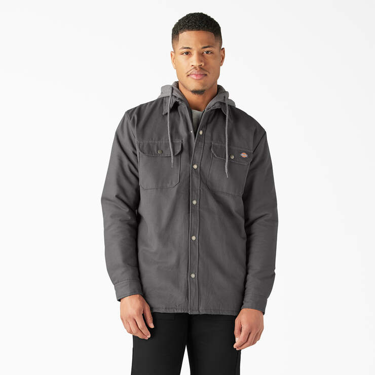 Water Repellent Duck Hooded Shirt Jacket - Slate Gray (SL) image number 1