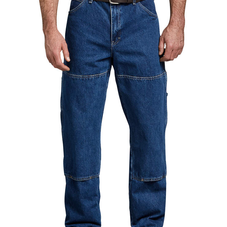Relaxed Fit Double Knee Carpenter Denim Jeans - Stonewashed Indigo Blue (SNB) image number 1