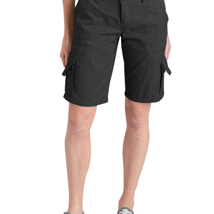 Women's 10" Relaxed Fit Cotton Cargo Short - Rinsed Black (RBK) image number 1