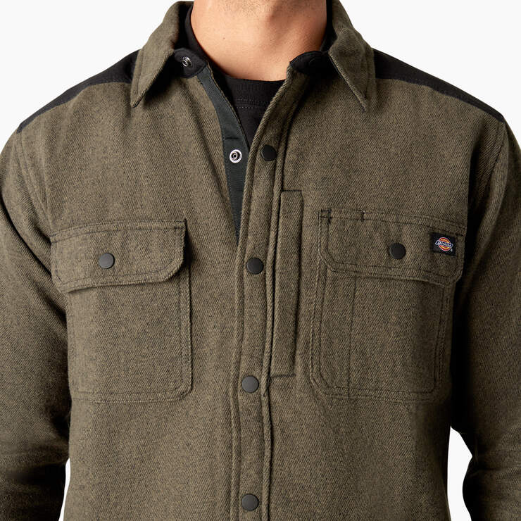 Heavyweight Brawny Flannel Shirt - Military Green w/ Black (C1L) image number 5