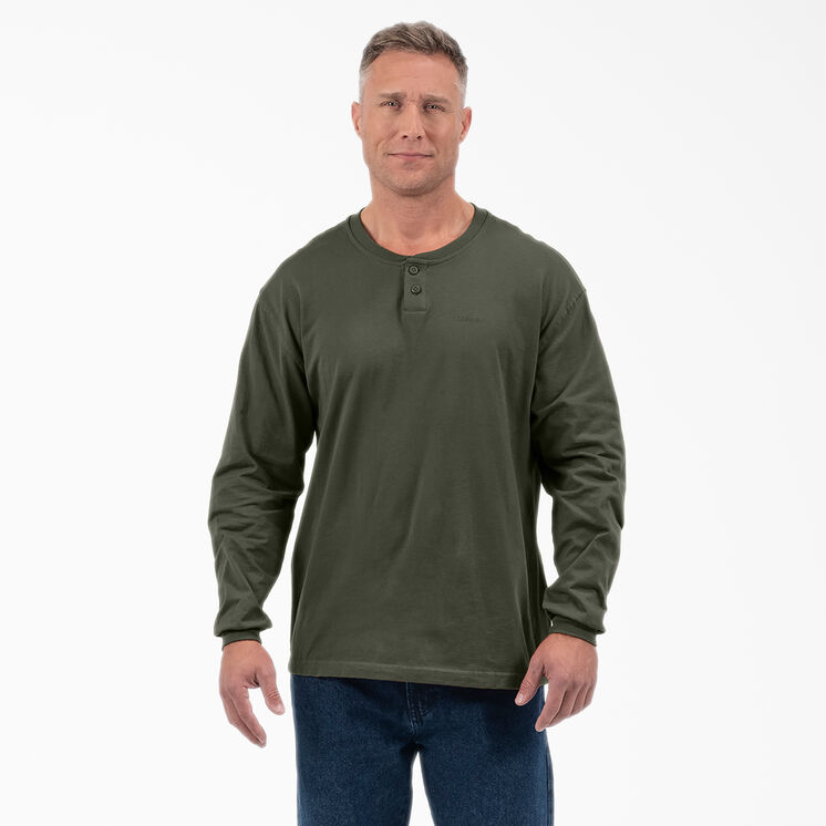 Long Sleeve Henley T-Shirt - Olive Green &#40;OG&#41;