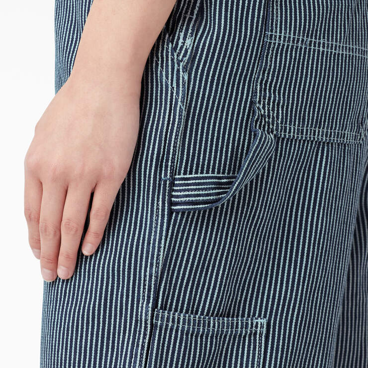 Women's Relaxed Fit Bib Overalls - Rinsed Hickory Stripe (RHS) image number 7