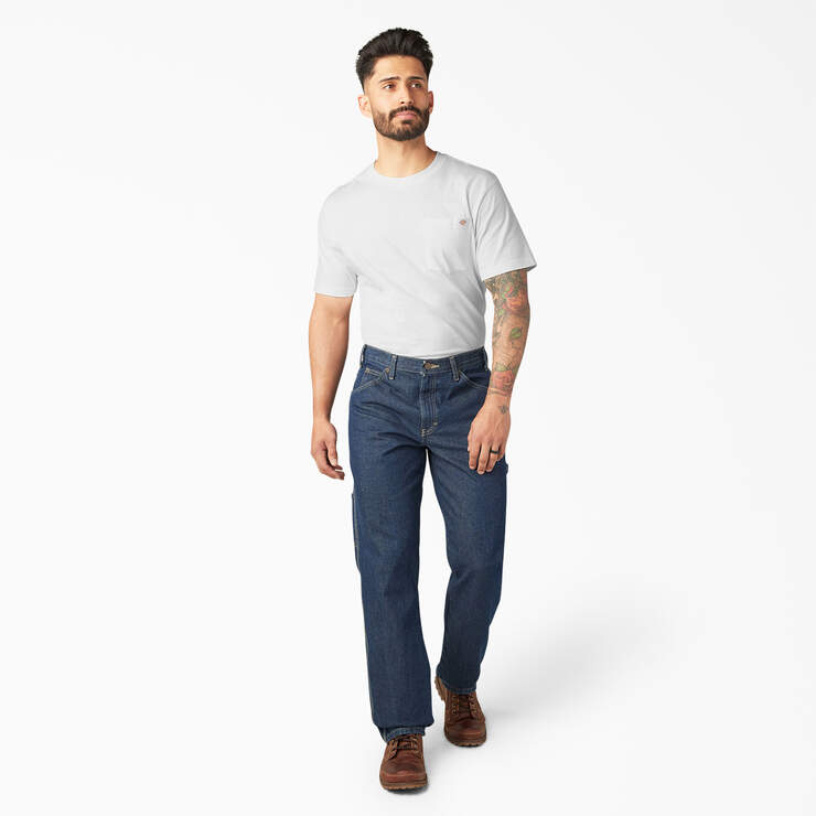 Relaxed Fit Heavyweight Carpenter Jeans - Rinsed Indigo Blue (RNB) image number 4