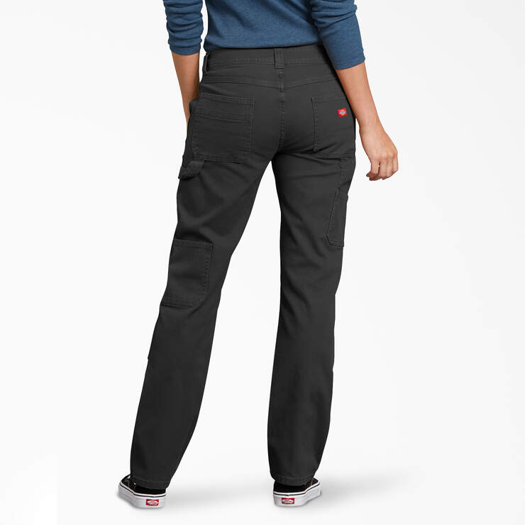 Women's FLEX Relaxed Fit Duck Carpenter Pants - Rinsed Black (RBK) image number 2
