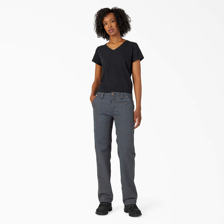 Women's FLEX Relaxed Fit Hickory Stripe Carpenter Pants - Rinsed Hickory Stripe (RHS) image number 5