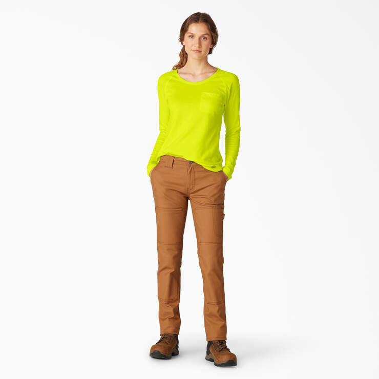 Women's Cooling Long Sleeve Pocket T-Shirt - Bright Yellow (BWD) image number 4