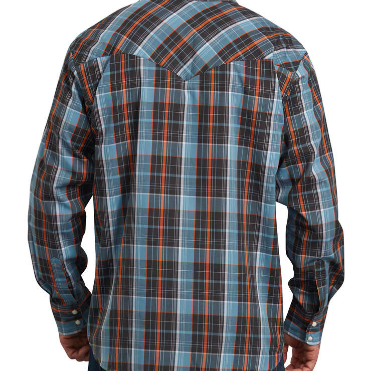 Relaxed Fit Icon Long Sleeve Plaid Western Shirt - Blue Orange Plaid (RWLN) image number 2