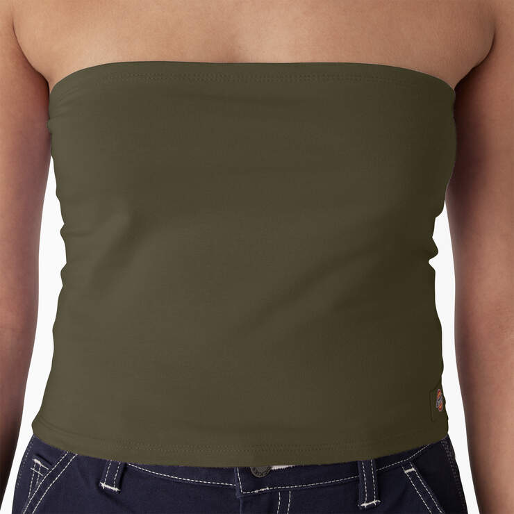 Women's Knit Tube Top - Military Green (ML) image number 5