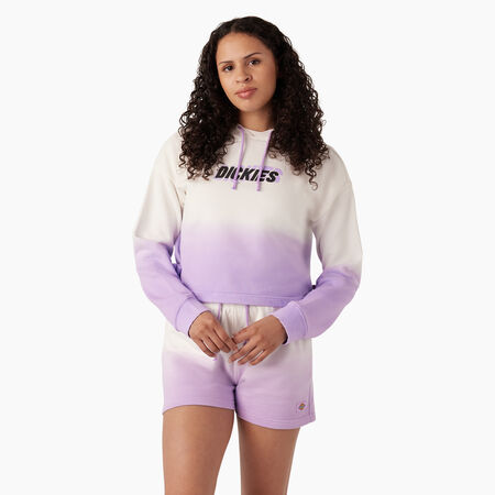 Women&#39;s Cropped Ombre Hoodie - Cloud/Purple Rose Dip Dye &#40;CUD&#41;