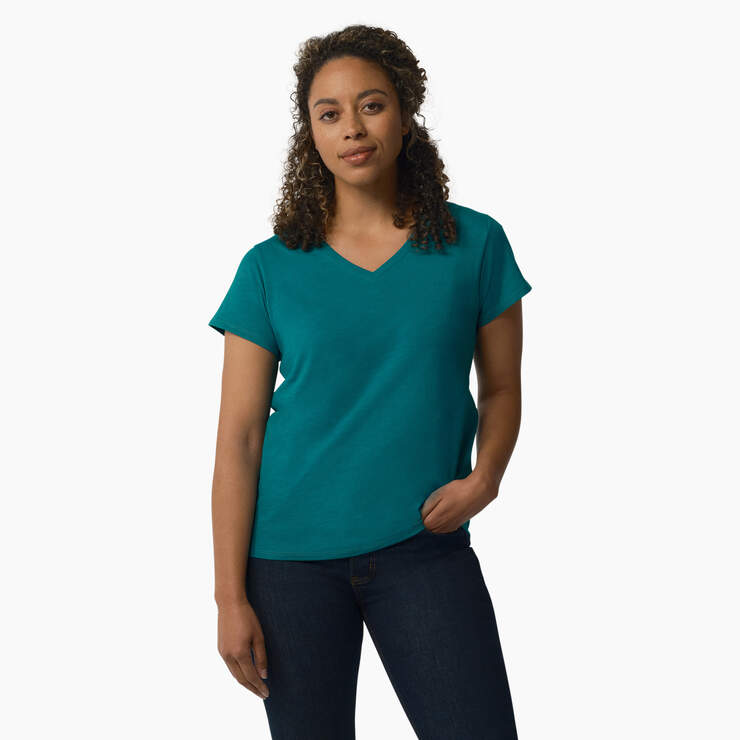 T-shirt à encolure en V et manches courtes pour femmes - Deep Lake (DL2) numéro de l’image 1