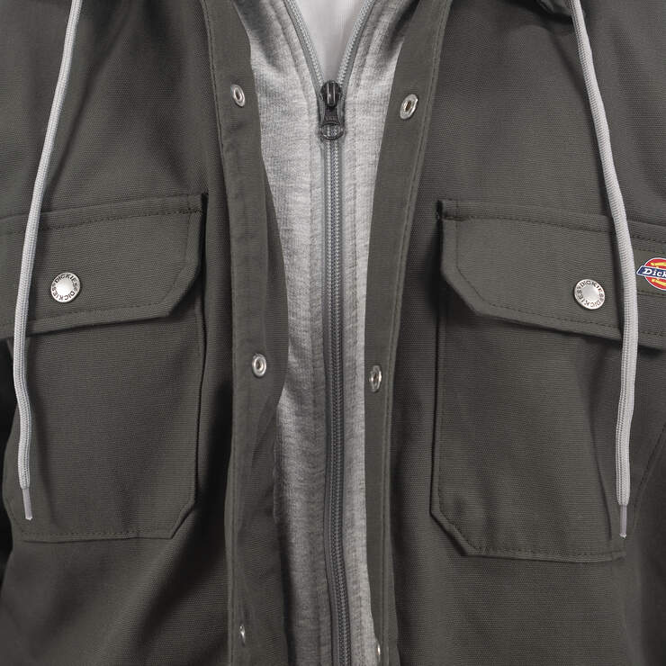 Veste-chemise piquée emblématique en coutil et à capuchon, coupe décontractée - Olive Green (OG) numéro de l’image 5