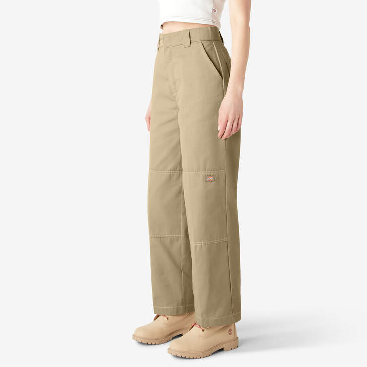 Pantalon à genoux renforcés de coupe décontractée pour femmes - Khaki (KH) numéro de l’image 3