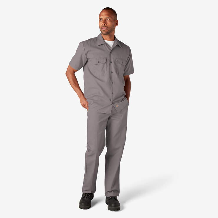 Short Sleeve Work Shirt - Silver (SV) image number 5