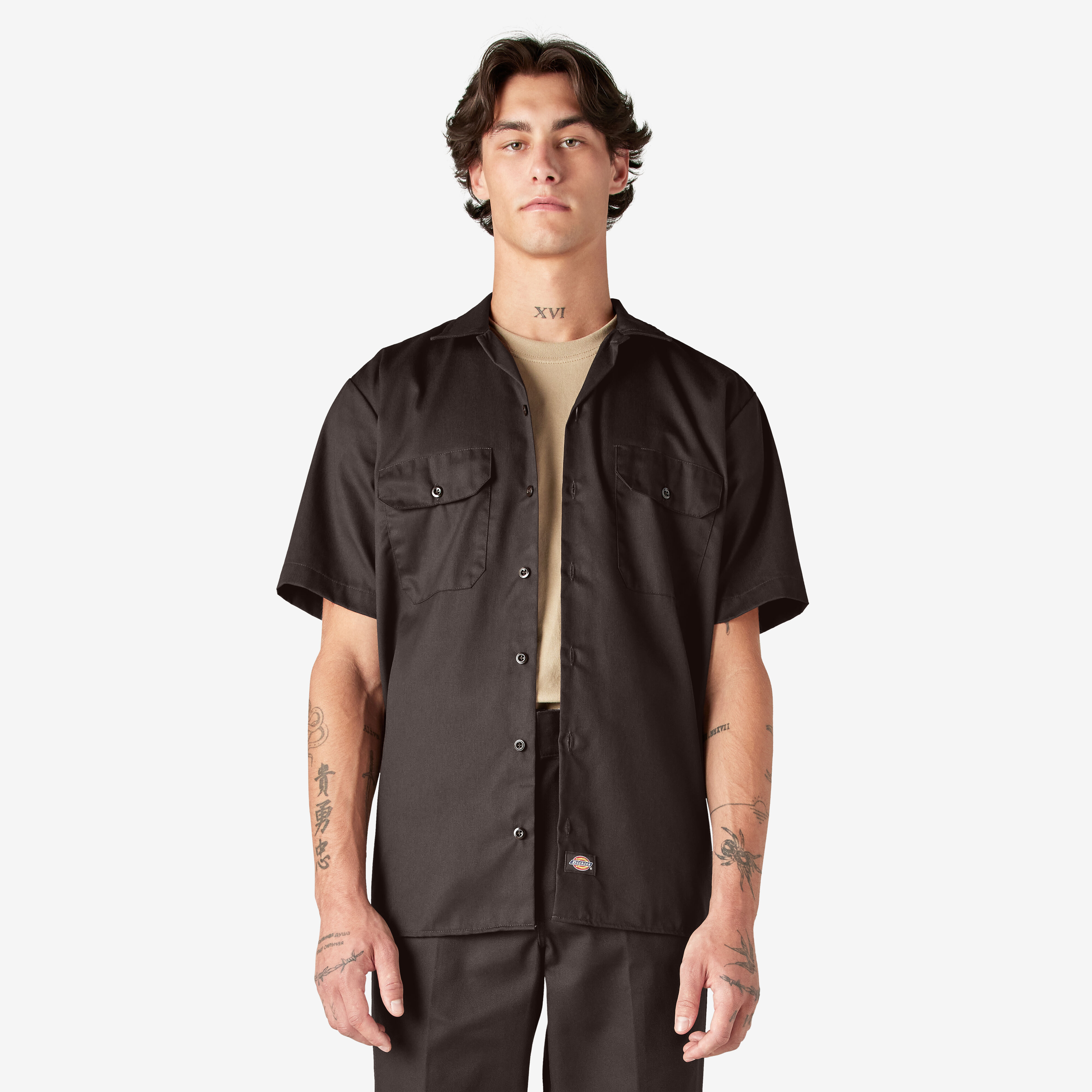 Black shirt mens short sleeve on sale