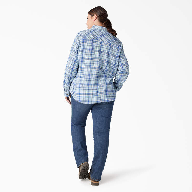 Chemise en flanelle à motif tartan à manches longues pour femmes taille plus - Clear Blue/Orchard Plaid (B2Y) numéro de l’image 6