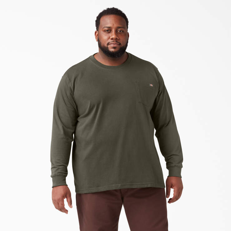Heavyweight Long Sleeve Pocket T-Shirt - Moss Green (MS) image number 4