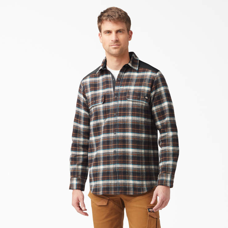Heavyweight Brawny Flannel Shirt - Chocolate Brown Plaid (A1H) image number 1