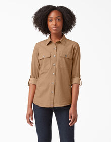 Women&rsquo;s Long Sleeve Roll-Tab Work Shirt - Nutmeg Yarn Dye &#40;NSD&#41;