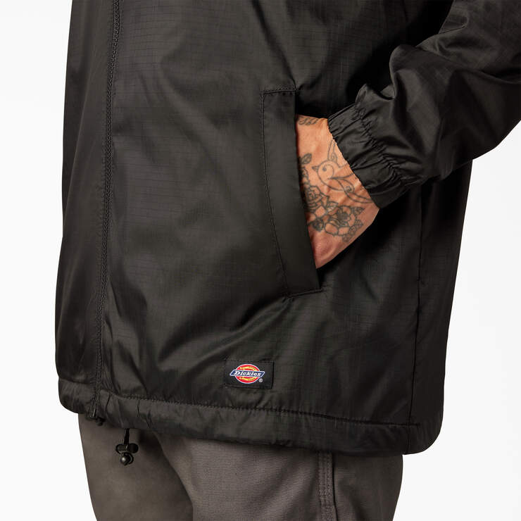 Veste à capuchon en nylon avec doublure en molleton - Black (BK) numéro de l’image 13