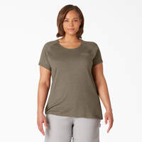 Women's Plus Cooling Short Sleeve Pocket T-Shirt - Military Green Heather (MLD)