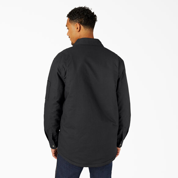 Water Repellent Fleece-Lined Duck Shirt Jacket - Black &#40;BK&#41;