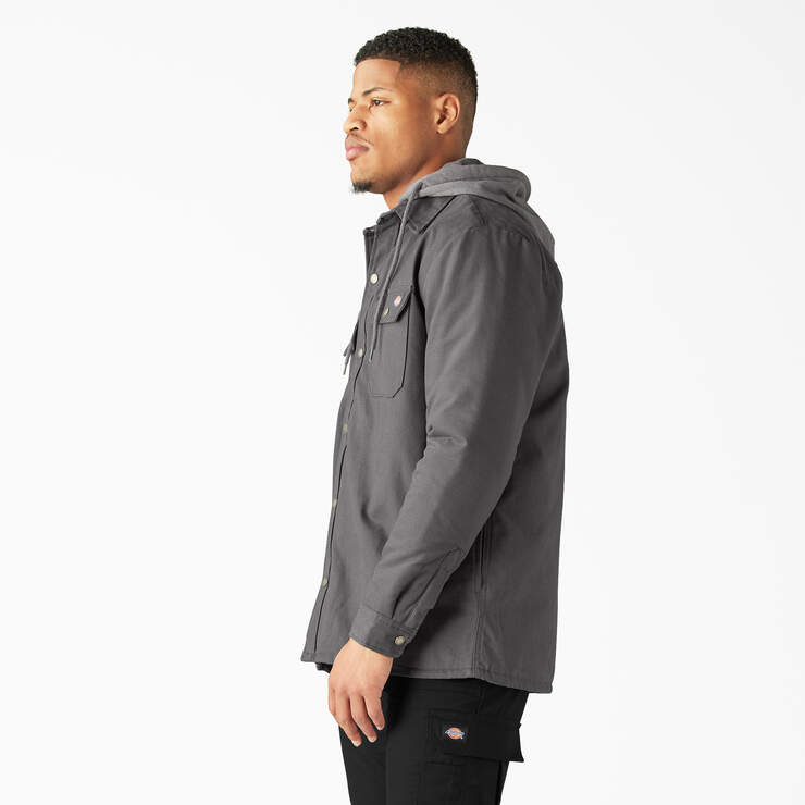 Water Repellent Duck Hooded Shirt Jacket - Slate Gray (SL) image number 3