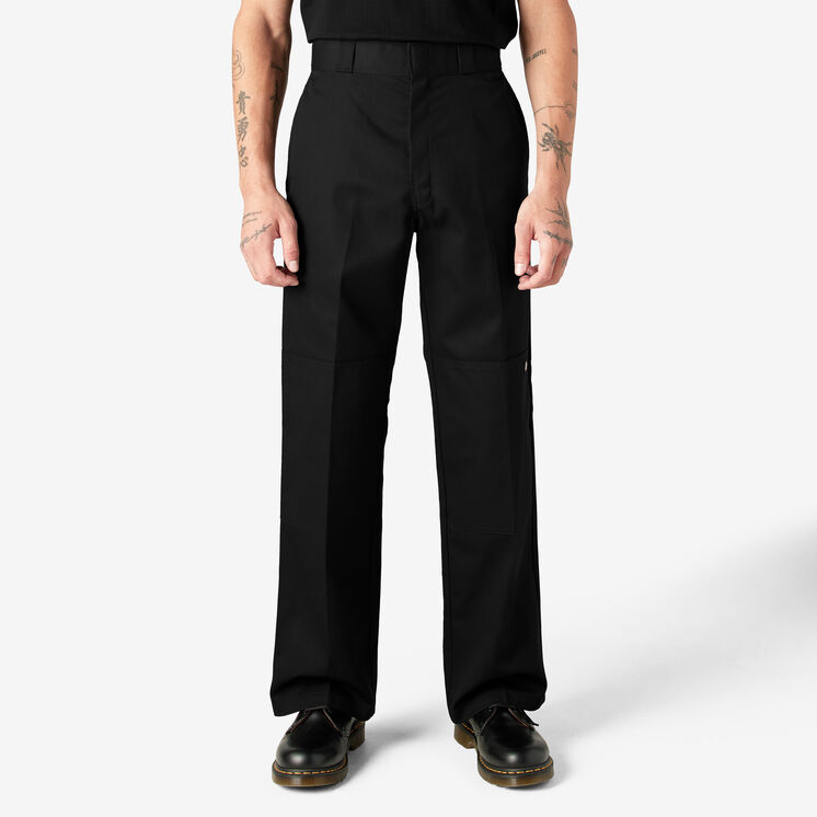 Loose Fit Double Knee Work Pants - Black &#40;BK&#41;
