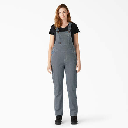 Women's Hickory Stripe Boyfriend Fit Bib Overalls