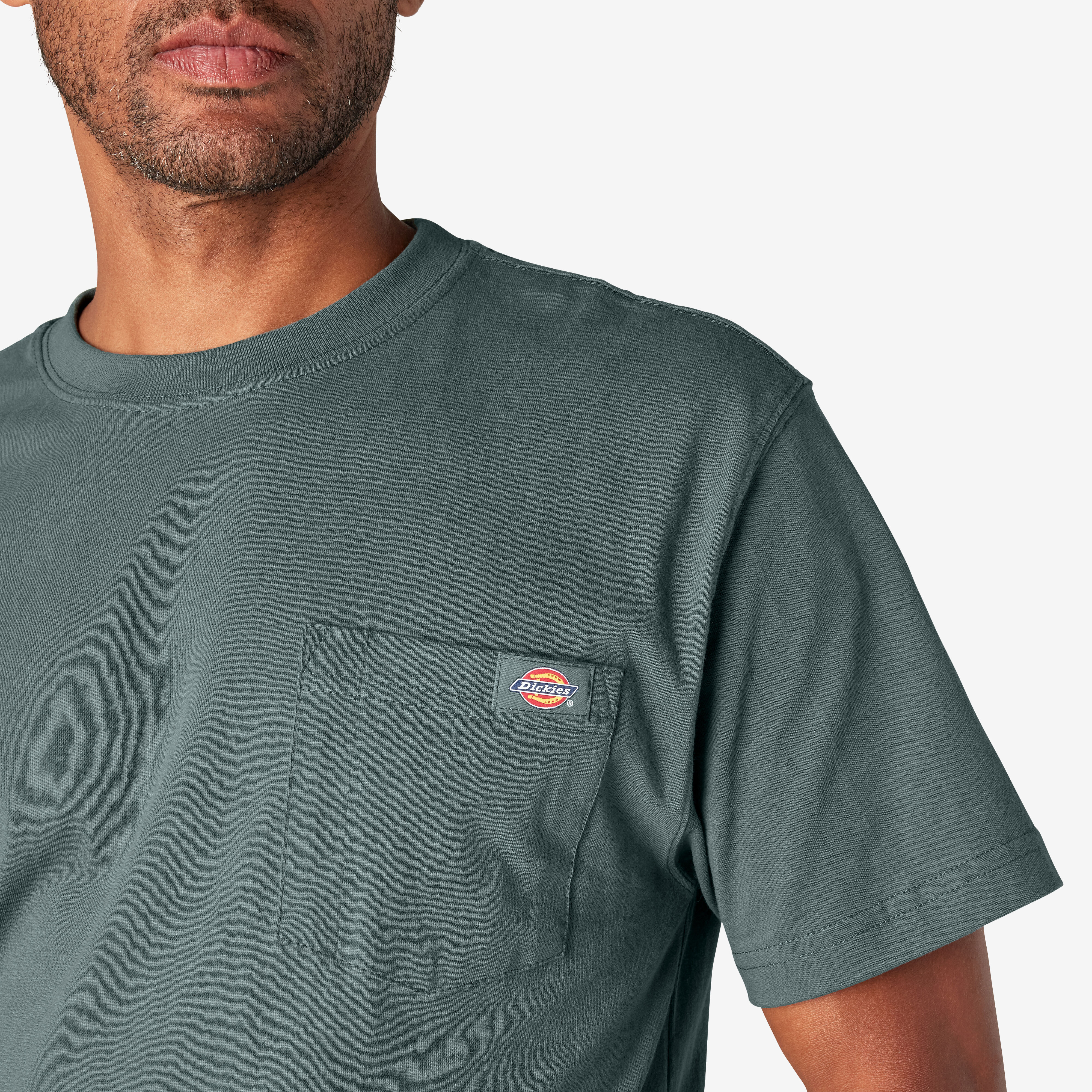 Dickies men's short sleeve heavyweight crew neck pocket tee clearance