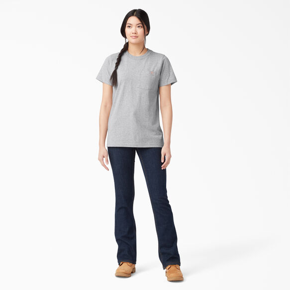 Women&#39;s Heavyweight Short Sleeve Pocket T-Shirt - Heather Gray &#40;HG&#41;