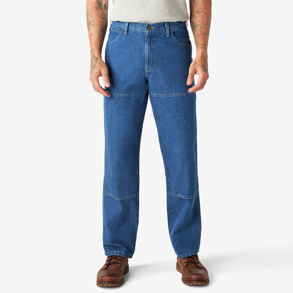 Relaxed Fit Double Knee Jeans - Stonewashed Indigo Blue &#40;SNB&#41;