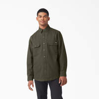 Long Sleeve Flannel-Lined Duck Shirt - Military Green (ML)