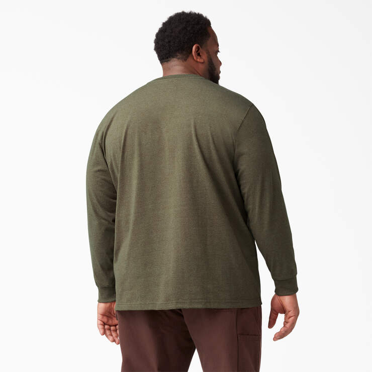 Heavyweight Heathered Long Sleeve Pocket T-Shirt - Military Green Heather (MLD) image number 4