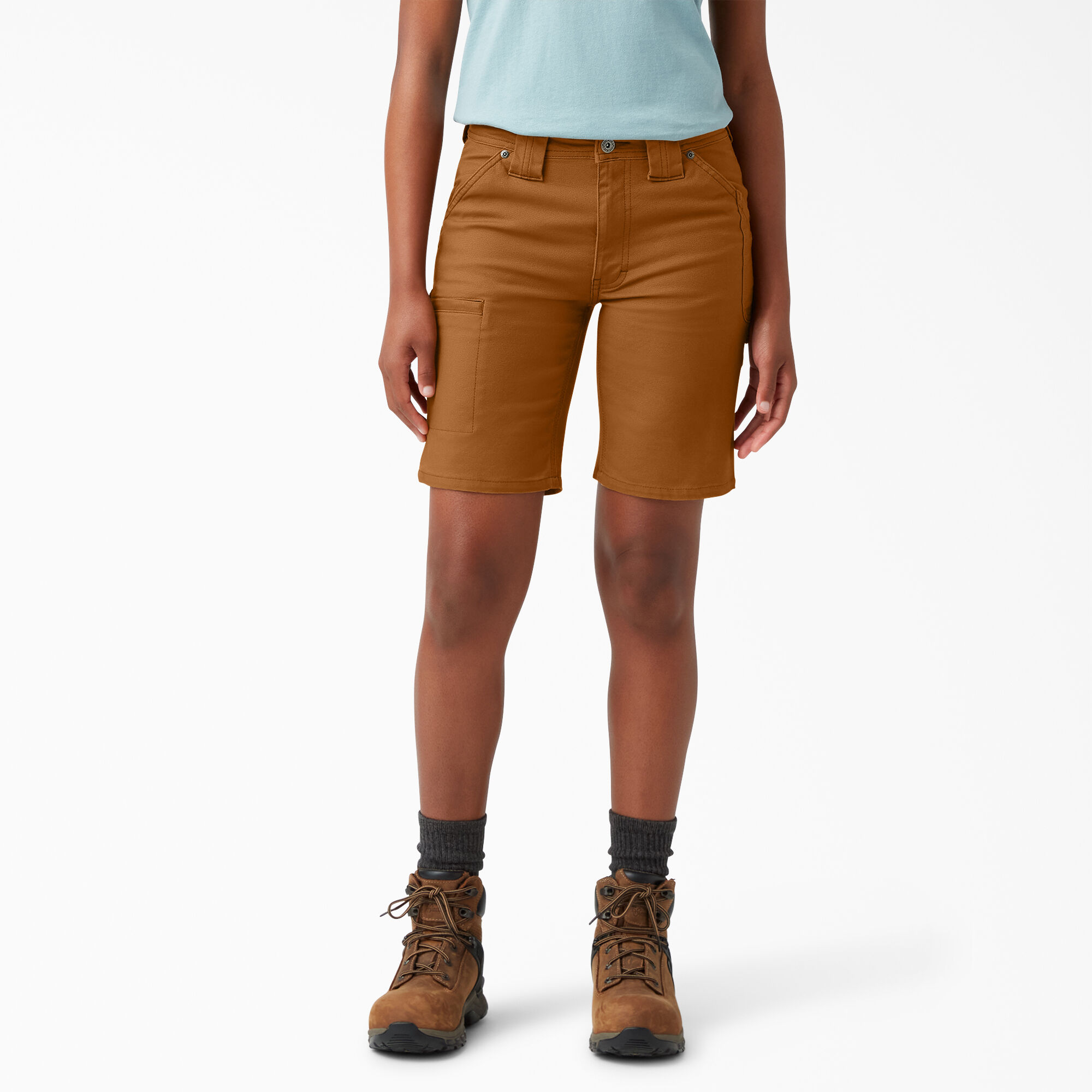 Khaki cargo store shorts for women