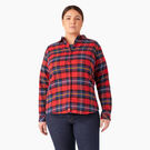 Chemise en flanelle &agrave; motif tartan &agrave; manches longues pour femmes taille plus - English Red Tartan &#40;A1D&#41;