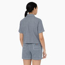 Women&#39;s Hickory Stripe Cropped Work Shirt - Ecru/Airforce Blue &#40;EUA&#41;