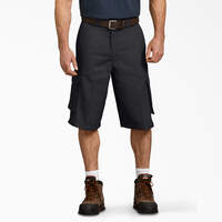 Loose Fit Cargo Work Shorts, 13" - Black (BK)