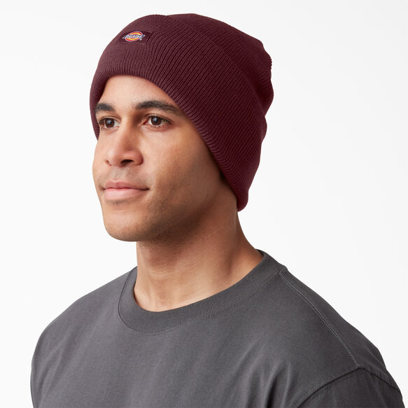 Tuque longue en tricot &agrave; revers - Burgundy &#40;BY&#41;