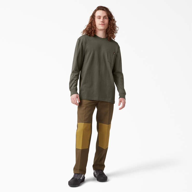Heavyweight Long Sleeve Pocket T-Shirt - Moss Green (MS) image number 9
