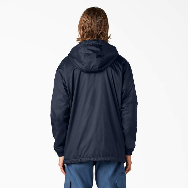 Fleece Lined Nylon Hooded Jacket - Dark Navy (DN) image number 2