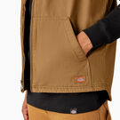 Gilet doubl&eacute; en molleton &agrave; poil long et toile de coutil - Rinsed Brown Duck &#40;RBD&#41;