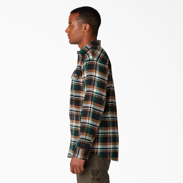 FLEX Long Sleeve Flannel Shirt - Black Cadmium Green Plaid &#40;K2P&#41;
