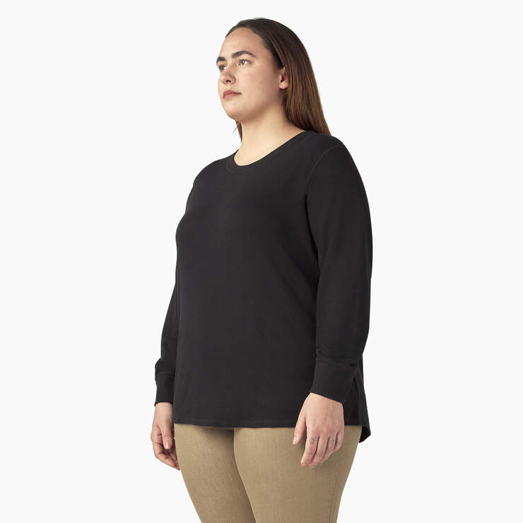 Women's Plus Long Sleeve Thermal Shirt - Black (KBK) image number 3