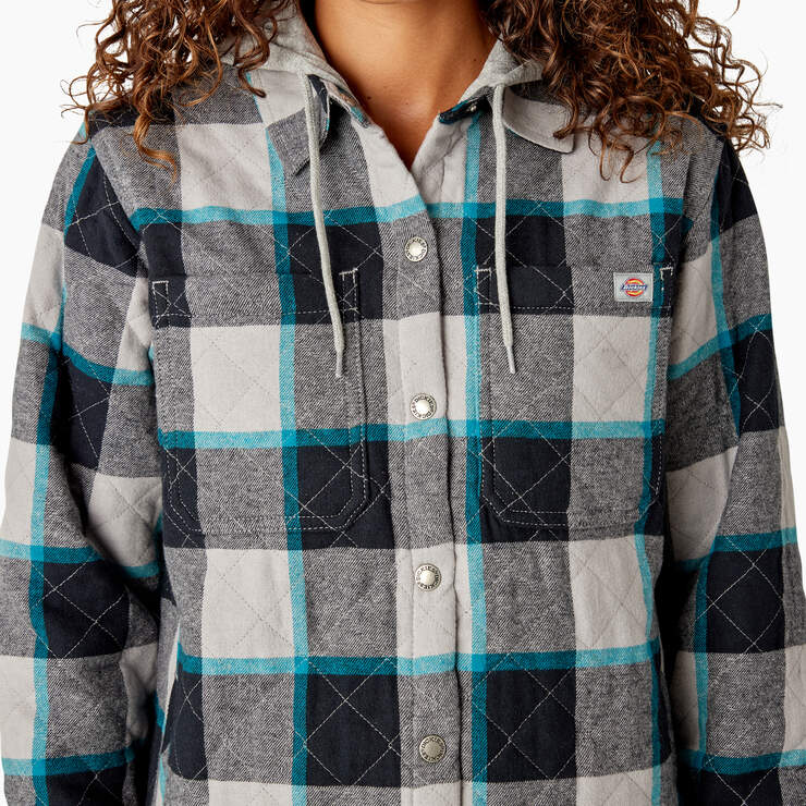 Women’s Flannel Hooded Shirt Jacket - Alloy Campside Plaid (A1S) image number 7