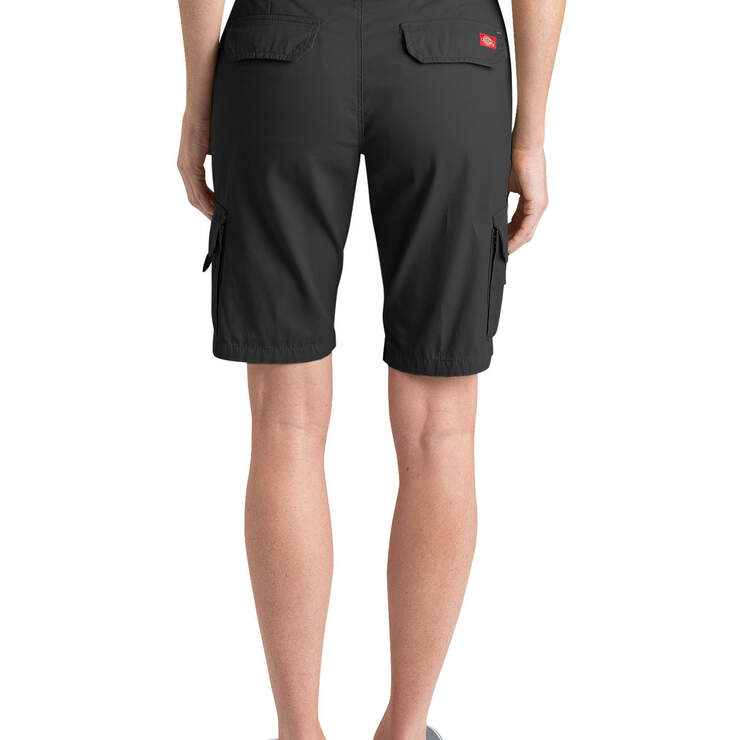 Women's 10" Relaxed Fit Cotton Cargo Short - Rinsed Black (RBK) image number 2