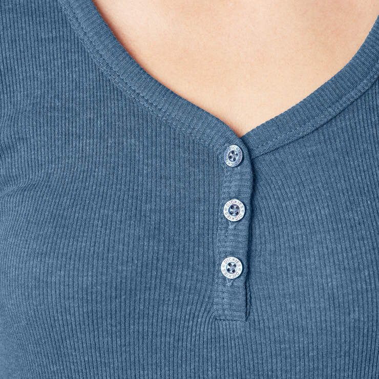 Women's Henley Long Sleeve Shirt - Dark Denim Blue (DMD) image number 5