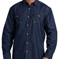 Relaxed Fit Icon Long Sleeve Denim Western Shirt - Rinsed Indigo Blue (RNB)