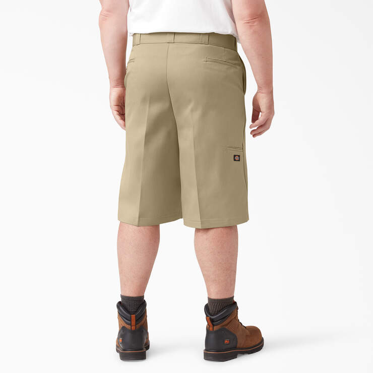 Loose Fit Flat Front Work Shorts, 13" - Khaki (KH) image number 5