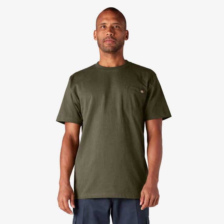 Heavyweight Short Sleeve Pocket T-Shirt - Military Green (ML) image number 1