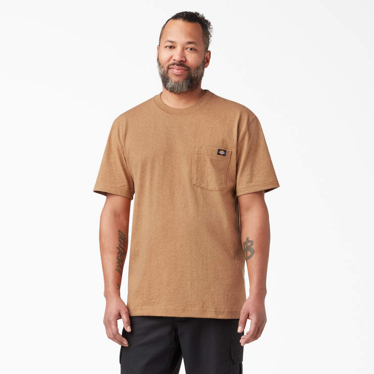 Heavyweight Heathered Short Sleeve Pocket T-Shirt - Brown Duck Heather (BDH) image number 1